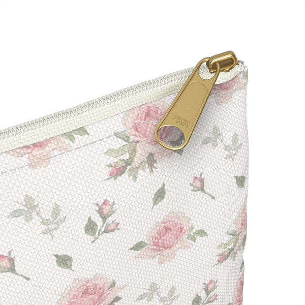 Boho Chic floral pattern in pink and green  - Accessory Pouch Available in Two Sizes