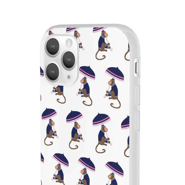 Flexible Phone Case - Preppy Chinoiserie Monkey Pattern  iphone Samsung clear access to all ports and functions