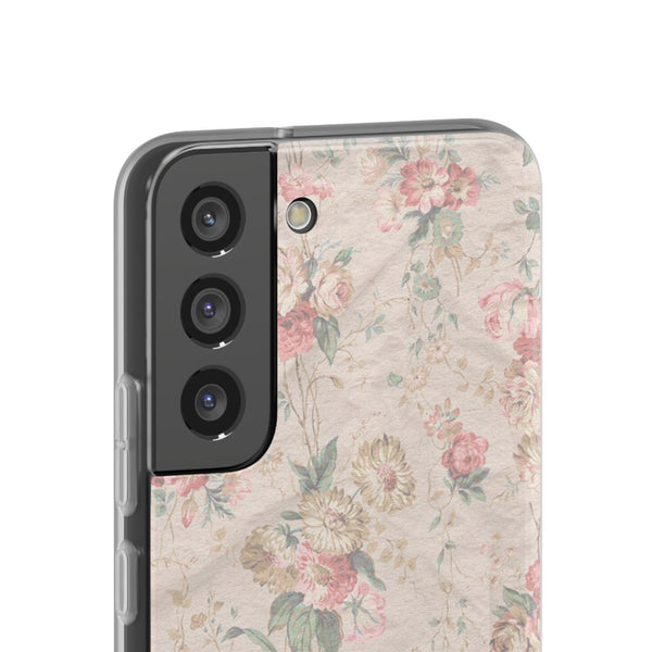 Flexible Phone Case in Romantic Floral Print - Beige, Neutral Tones