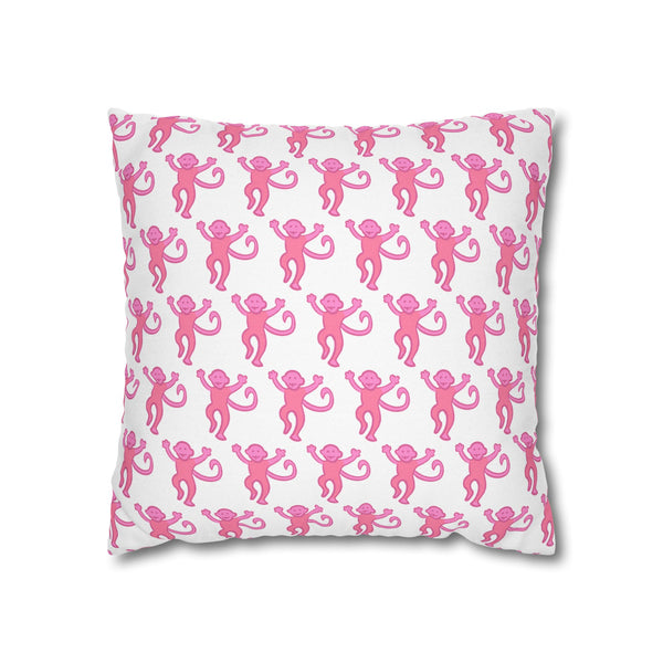Preppy Monkey Pattern Hot Pink Pillow Cover with Zip Closure - Cover Only - Insert not included