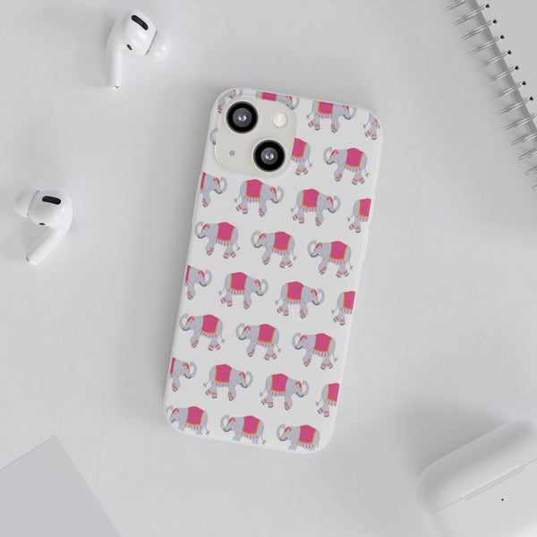 Flexible Phone Case - Preppy Chinoiserie Elephant Pattern  iphone Samsung clear access to all ports and functions