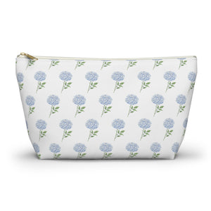 Blue Hydrangea Pattern - Accessory Pouch Zip Closure Available in Two Sizes