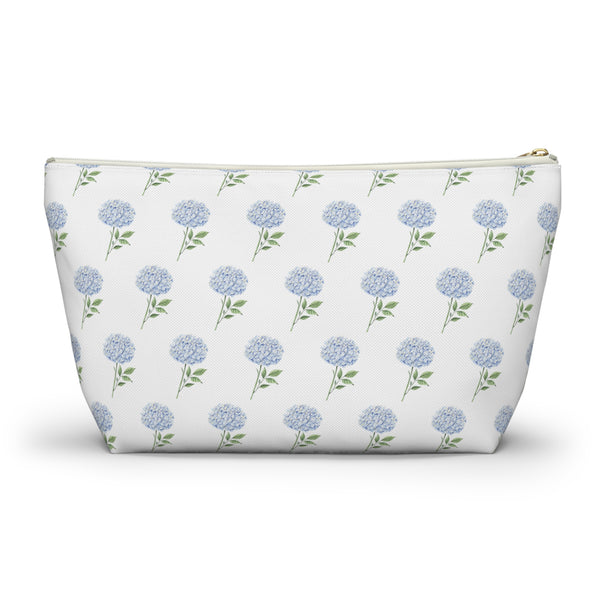 Blue Hydrangea Pattern - Accessory Pouch Zip Closure Available in Two Sizes