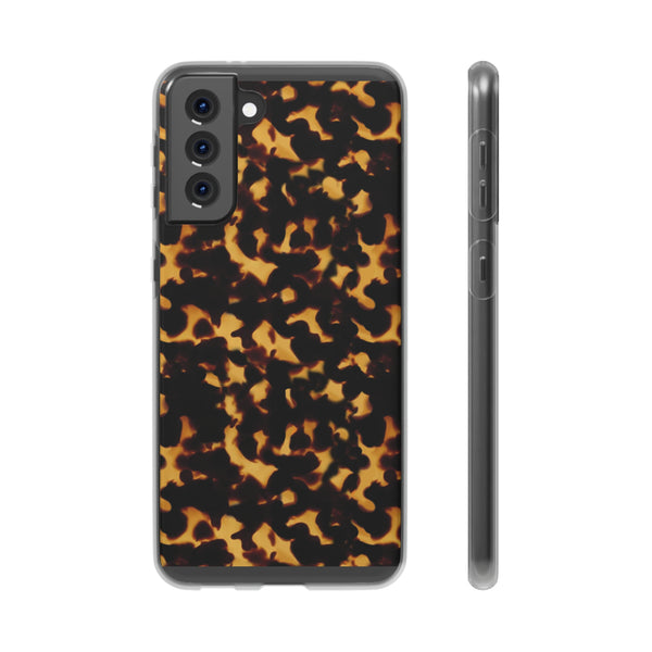 Flexible Phone Case - Tortoise Print Chic Spots leopard in classic neutral phones iphone Samsung clear access to all ports and functions