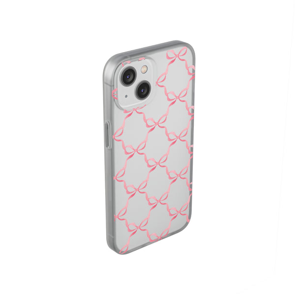 Flexible Phone Case - Preppy Chinoiserie Watercolor Bows iphone Samsung clear access to all ports and functions