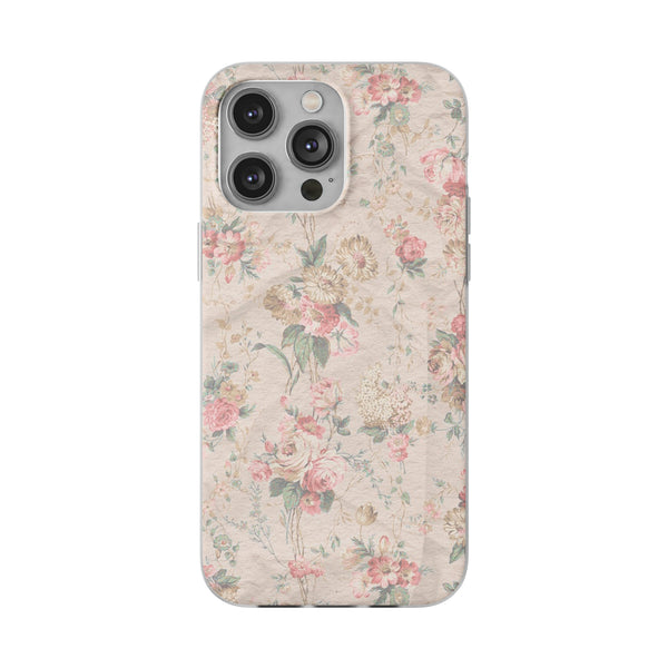 Flexible Phone Case in Romantic Floral Print - Beige, Neutral Tones