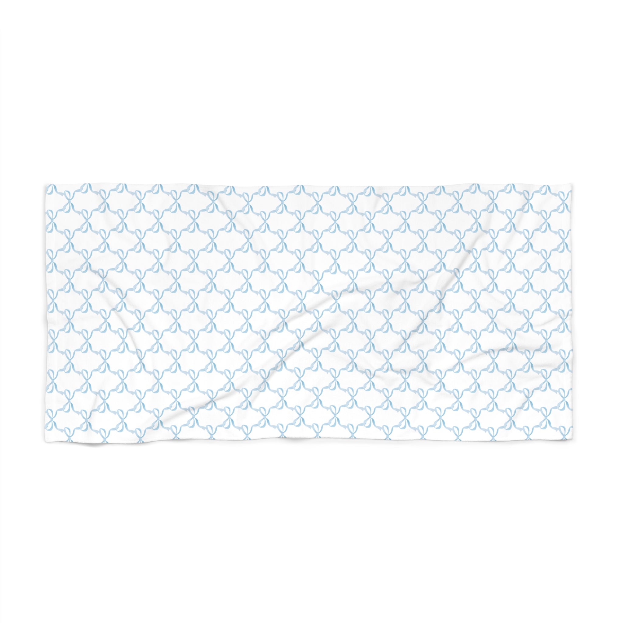 Beach or Bath Towel in Preppy Watercolor Blue Bows - Two Sizes