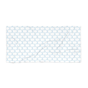 Beach or Bath Towel in Preppy Watercolor Blue Bows - Two Sizes