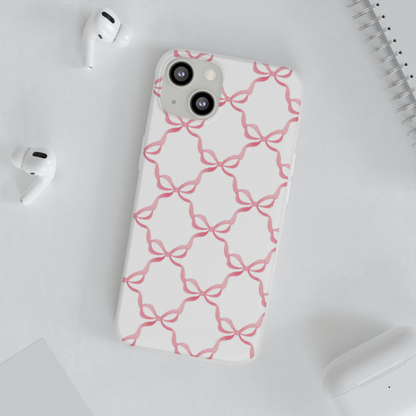 Flexible Phone Case - Preppy Chinoiserie Watercolor Bows iphone Samsung clear access to all ports and functions