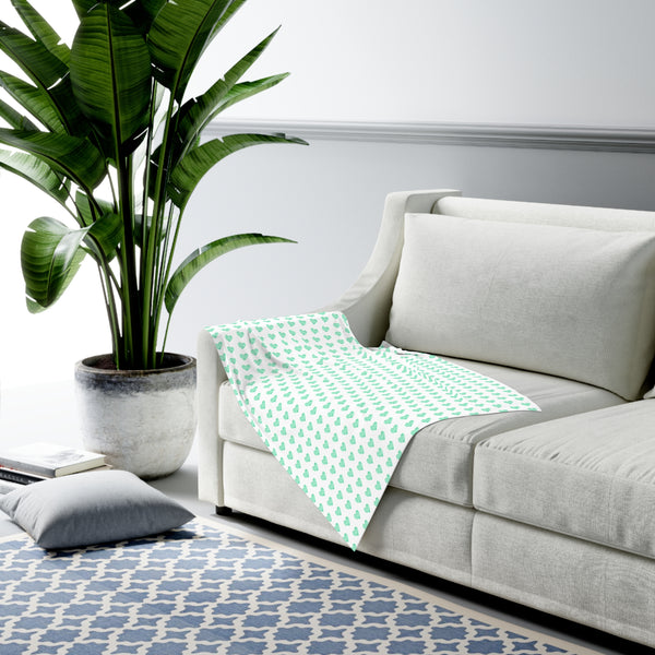 Baby Swaddle Blanket in preppy watercolor heart print pattern - Softest Seafoam Green on white