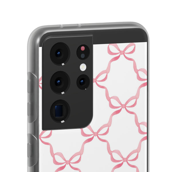 Flexible Phone Case - Preppy Chinoiserie Watercolor Bows iphone Samsung clear access to all ports and functions