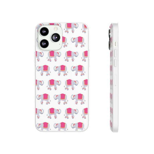 Flexible Phone Case - Preppy Chinoiserie Elephant Pattern  iphone Samsung clear access to all ports and functions