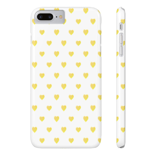 Preppy Hearts in Yellow, Heart Pattern,  Preppy Gift summer iPhone Case, Samsung Slim and Sleek, Classic, Impact Resistant Shell