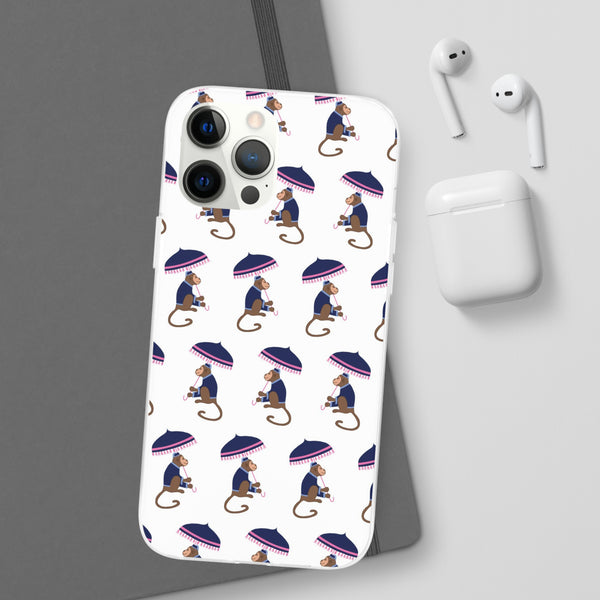 Flexible Phone Case - Preppy Chinoiserie Monkey Pattern  iphone Samsung clear access to all ports and functions