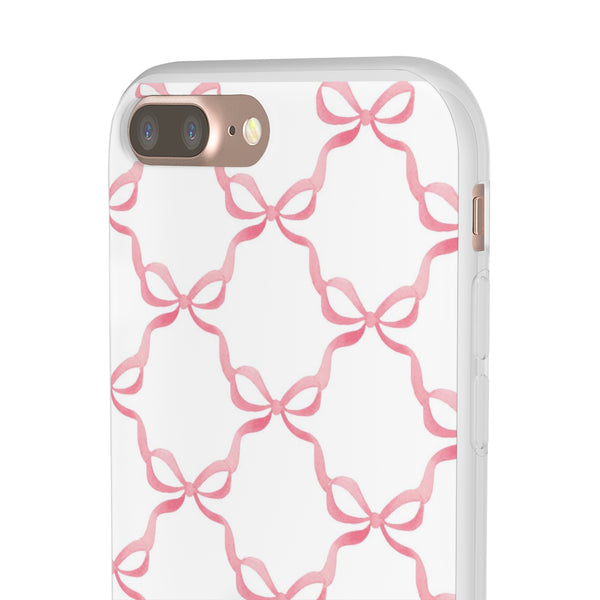 Flexible Phone Case - Preppy Chinoiserie Watercolor Bows iphone Samsung clear access to all ports and functions