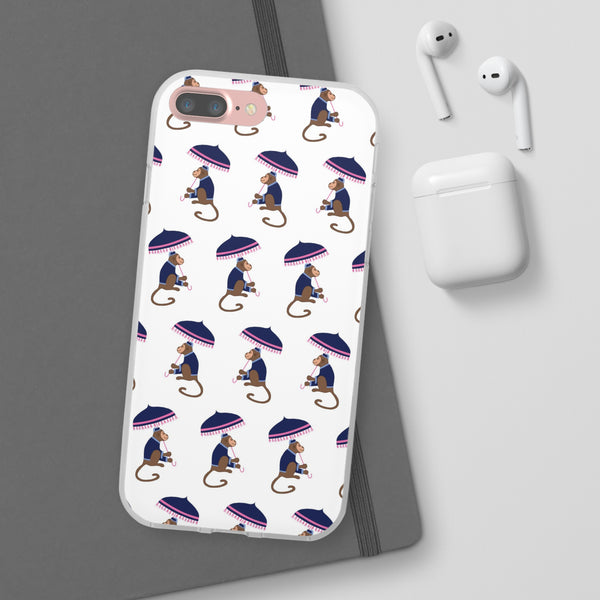 Flexible Phone Case - Preppy Chinoiserie Monkey Pattern  iphone Samsung clear access to all ports and functions