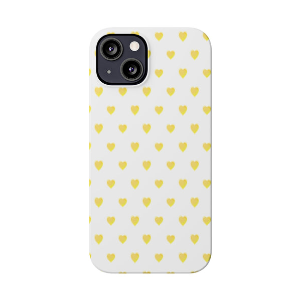 Preppy Hearts in Yellow, Heart Pattern,  Preppy Gift summer iPhone Case, Samsung Slim and Sleek, Classic, Impact Resistant Shell
