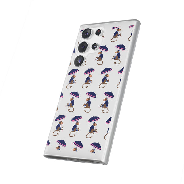 Flexible Phone Case - Preppy Chinoiserie Monkey Pattern  iphone Samsung clear access to all ports and functions