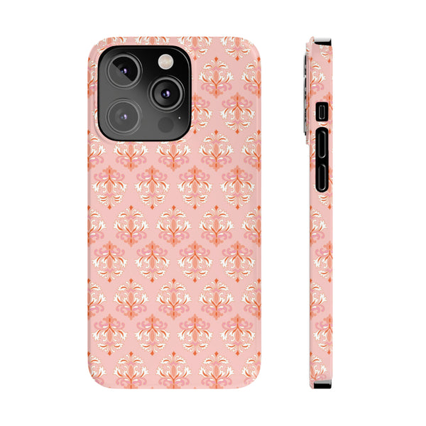 Preppy Boho Chic in soft pinks , Chinoiserie iphone case, Samsung,  Phone Case Slim and Sleek, Classic, Impact Resistant Shell