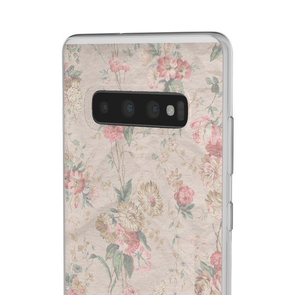 Flexible Phone Case in Romantic Floral Print - Beige, Neutral Tones