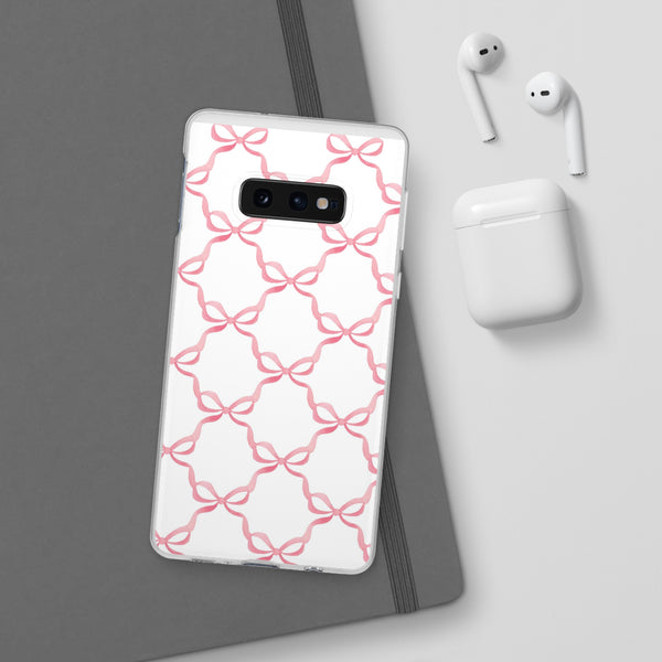 Flexible Phone Case - Preppy Chinoiserie Watercolor Bows iphone Samsung clear access to all ports and functions