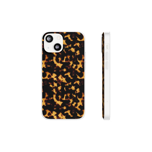 Flexible Phone Case - Tortoise Print Chic Spots leopard in classic neutral phones iphone Samsung clear access to all ports and functions
