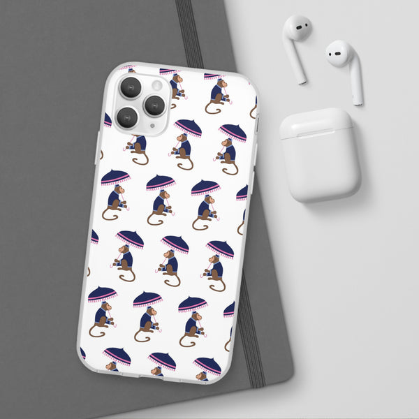 Flexible Phone Case - Preppy Chinoiserie Monkey Pattern  iphone Samsung clear access to all ports and functions