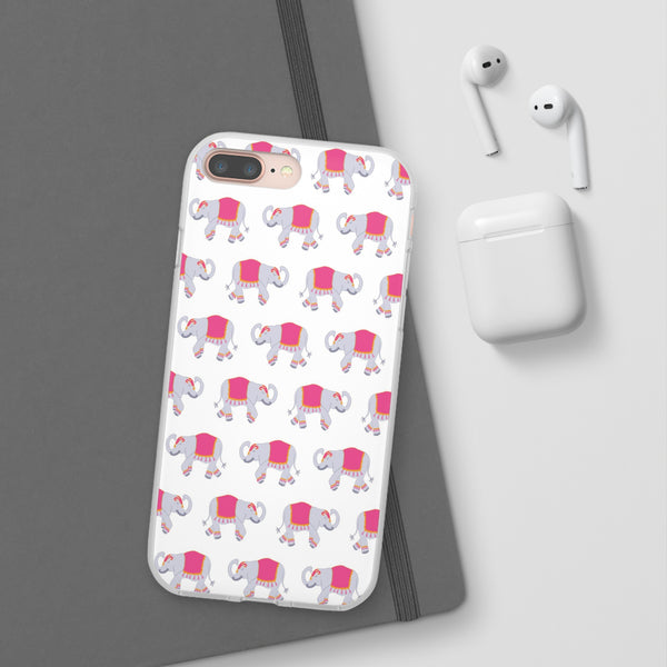 Flexible Phone Case - Preppy Chinoiserie Elephant Pattern  iphone Samsung clear access to all ports and functions