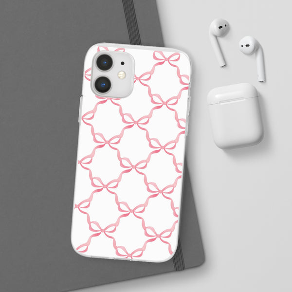 Flexible Phone Case - Preppy Chinoiserie Watercolor Bows iphone Samsung clear access to all ports and functions