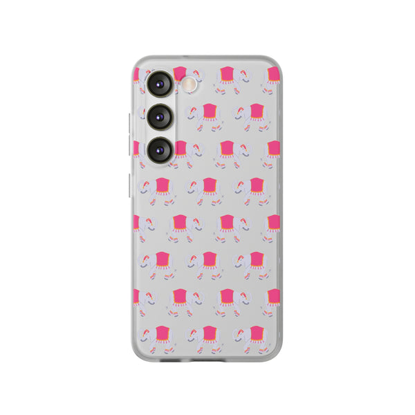 Flexible Phone Case - Preppy Chinoiserie Elephant Pattern  iphone Samsung clear access to all ports and functions