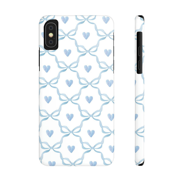 Bow and Heart Collab Print, Coquette blue and white, loveshackfancy inspired