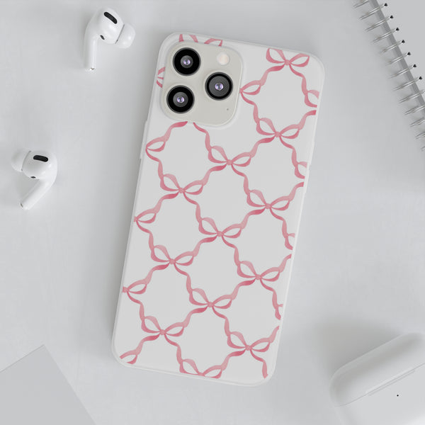 Flexible Phone Case - Preppy Chinoiserie Watercolor Bows iphone Samsung clear access to all ports and functions