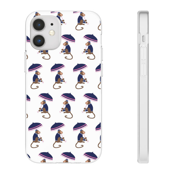 Flexible Phone Case - Preppy Chinoiserie Monkey Pattern  iphone Samsung clear access to all ports and functions