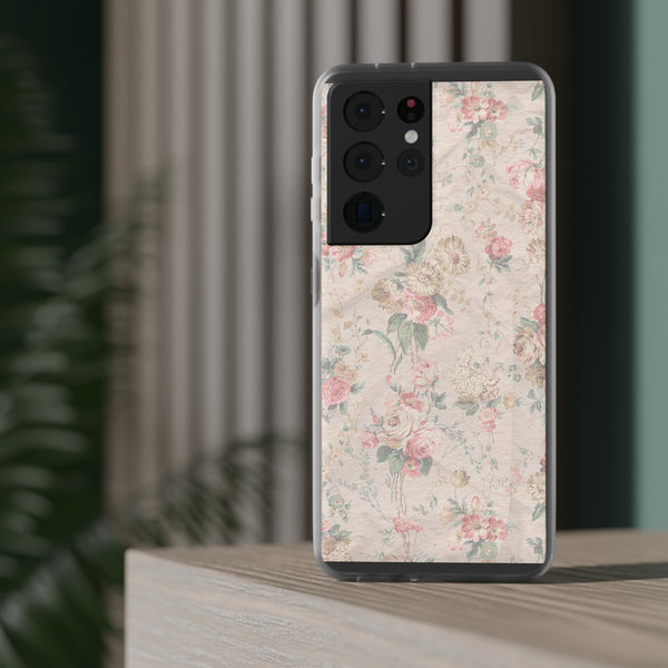 Flexible Phone Case in Romantic Floral Print - Beige, Neutral Tones