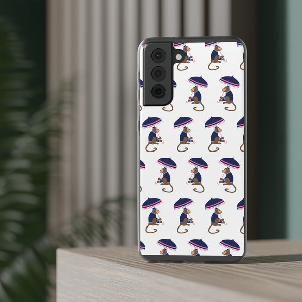 Flexible Phone Case - Preppy Chinoiserie Monkey Pattern  iphone Samsung clear access to all ports and functions
