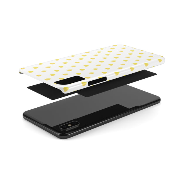 Preppy Hearts in Yellow, Heart Pattern,  Preppy Gift summer iPhone Case, Samsung Slim and Sleek, Classic, Impact Resistant Shell