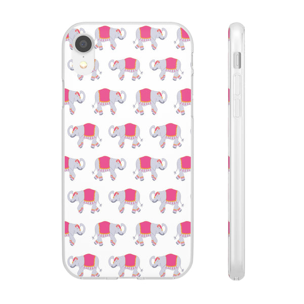 Flexible Phone Case - Preppy Chinoiserie Elephant Pattern  iphone Samsung clear access to all ports and functions