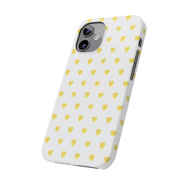 Preppy Hearts in Yellow, Heart Pattern,  Preppy Gift summer iPhone Case, Samsung Slim and Sleek, Classic, Impact Resistant Shell