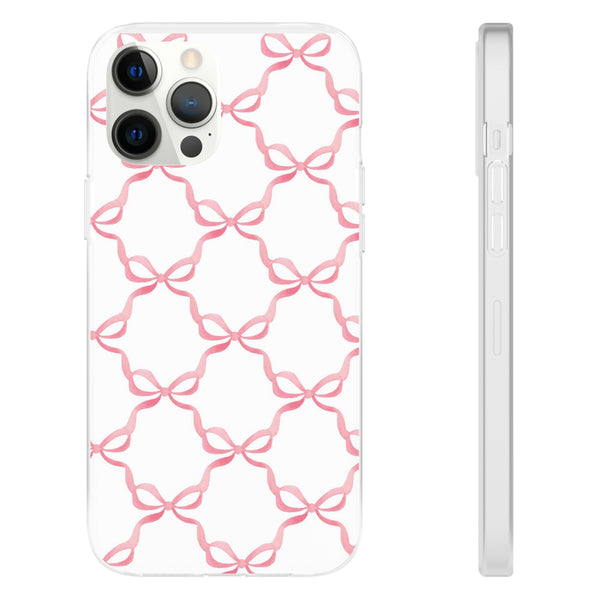 Flexible Phone Case - Preppy Chinoiserie Watercolor Bows iphone Samsung clear access to all ports and functions