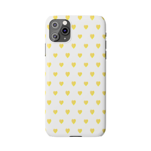 Preppy Hearts in Yellow, Heart Pattern,  Preppy Gift summer iPhone Case, Samsung Slim and Sleek, Classic, Impact Resistant Shell