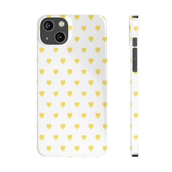 Preppy Hearts in Yellow, Heart Pattern,  Preppy Gift summer iPhone Case, Samsung Slim and Sleek, Classic, Impact Resistant Shell