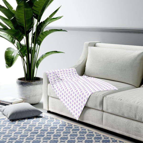 Baby Swaddle Blanket in preppy watercolor heart print pattern - lavender and white for boys or girls