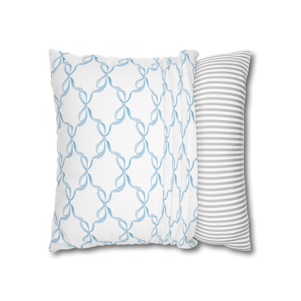 Watercolor Bow Blue Pillow Cover with Zip Closure - Cover Only - Insert not included - teen, tween, dorm room