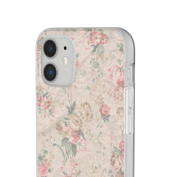 Flexible Phone Case in Romantic Floral Print - Beige, Neutral Tones