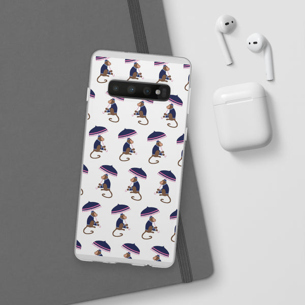 Flexible Phone Case - Preppy Chinoiserie Monkey Pattern  iphone Samsung clear access to all ports and functions