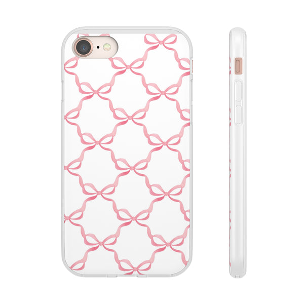 Flexible Phone Case - Preppy Chinoiserie Watercolor Bows iphone Samsung clear access to all ports and functions