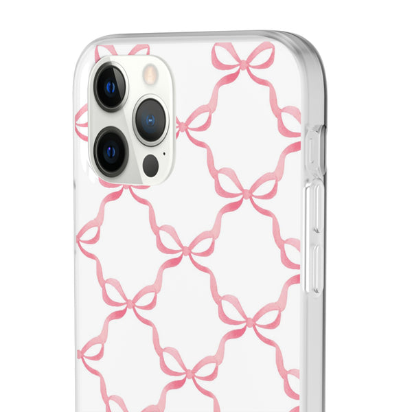 Flexible Phone Case - Preppy Chinoiserie Watercolor Bows iphone Samsung clear access to all ports and functions