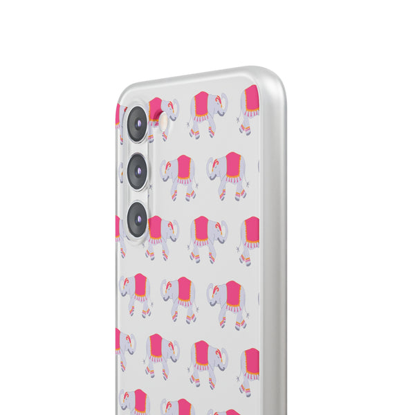 Flexible Phone Case - Preppy Chinoiserie Elephant Pattern  iphone Samsung clear access to all ports and functions