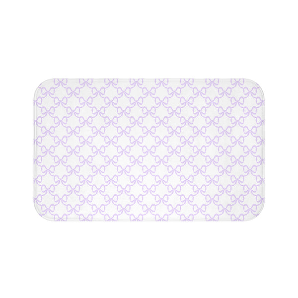 Bath Mat Preppy Watercolor Lavender Lilac Bow Pattern, two sizes, anti-slip back