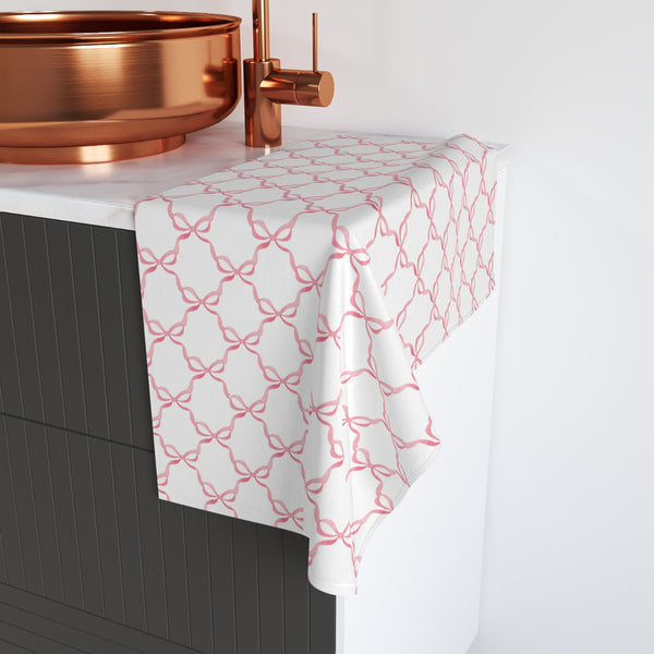 Hand Towel Watercolor Bows Pink